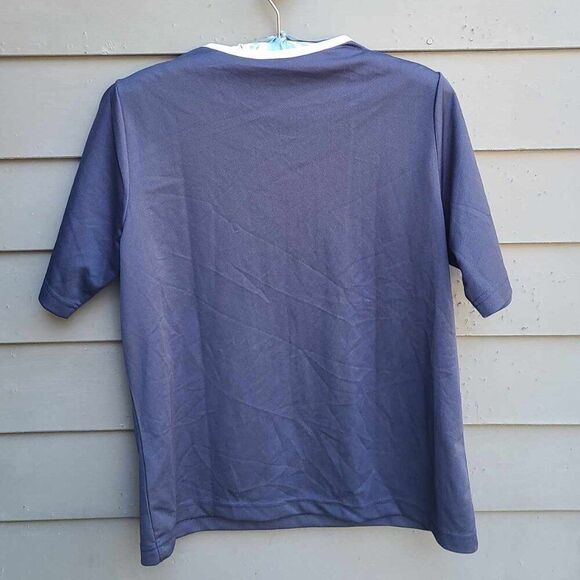 Nike Navy Blue White Vintage Exercise V Neck Tee size Large - Picture 2 of 8